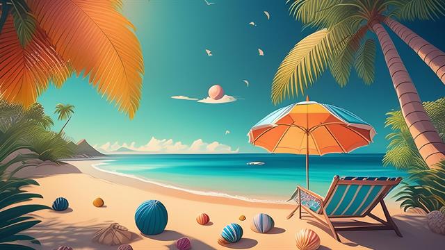Summer and beach coloring pages